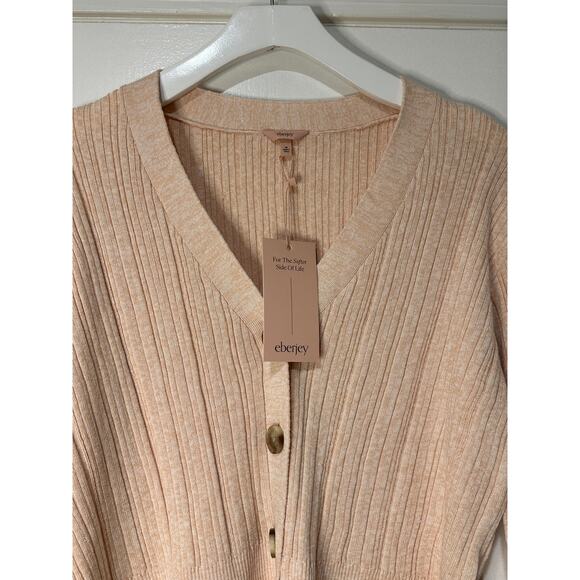 Eberjey Infinite Ribbed Cardigan Sweater Size XS NWT Lightweight Organic Cotton - Picture 3 of 16